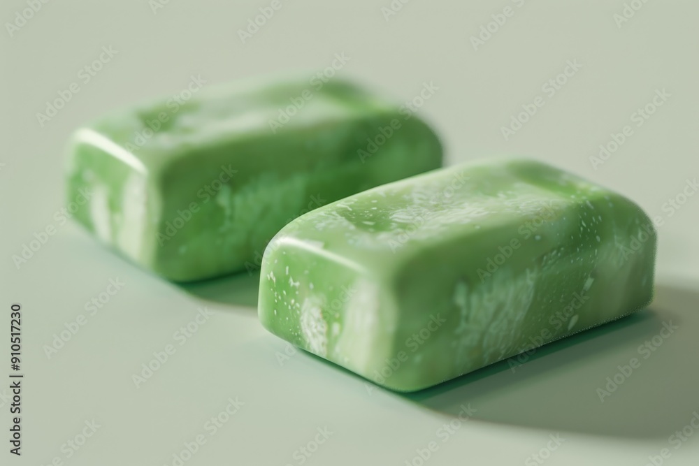Poster a pair of soap bars placed on a flat surface