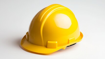 A yellow hardhat, meant to protect workers from head injuries, is shown alone on a white background.