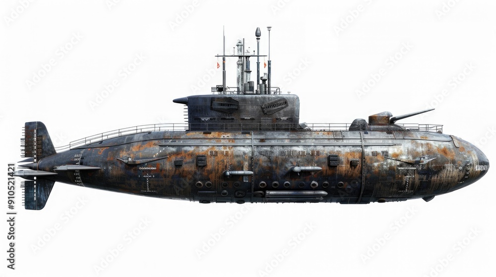 Aufkleber a large submarine floating on the surface of the water, suitable for use in scenes depicting naval o