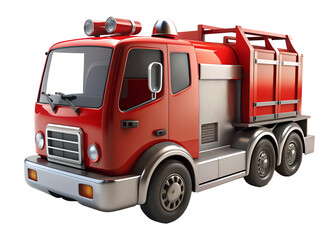Fire engine truck 3d render illustration transparent background 