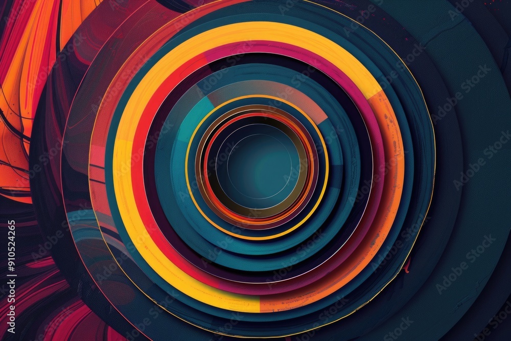 Poster A vibrant circular pattern on a dark background