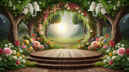 Enchanted Garden Stage with Floral Arch