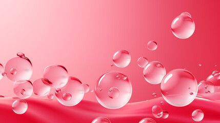 Pink Soap Bubbles on Red Background, Abstract Image, Texture, Pattern, Wallpaper, Cover and Screen of Smartphone, Cell Phone, Computer, Laptop, 9:16 and 16:9 Format