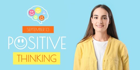 Banner for Positive Thinking Day with young woman