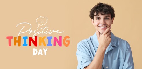 Banner for Positive Thinking Day with young man