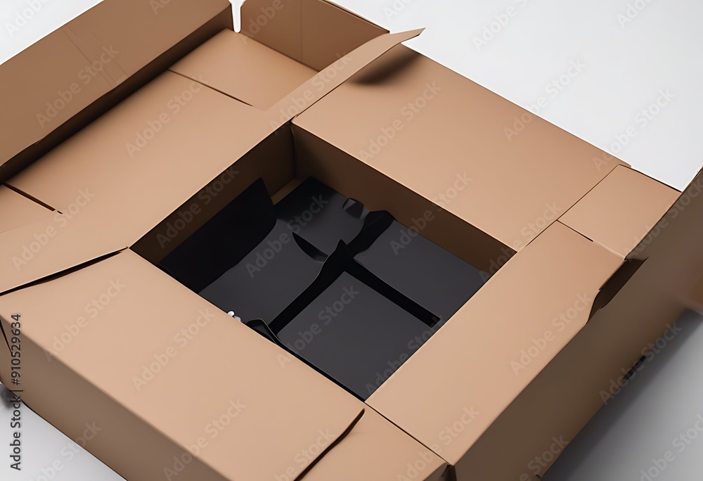 Aufkleber view top cardboard background open white box ai generative blank isolated delivery empty brown objec
