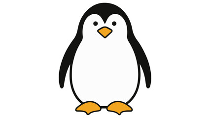 simple illustration of a penguin on a white background, simple vector shape of a cute fat penguin vector illustration