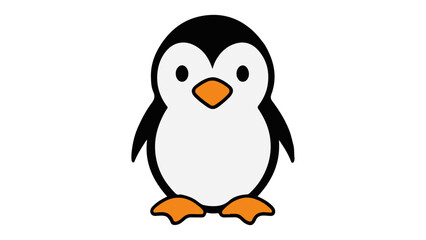 Fototapeta premium simple illustration of a penguin on a white background, simple vector shape of a cute penguin vector illustration cartoon