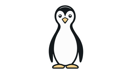 simple illustration of a penguin on a white background, simple vector shape of a cute tall penguin vector illustration