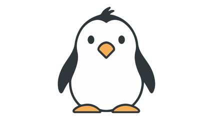 simple illustration of a penguin on a white background, simple vector shape of a cute fat penguin vector illustration