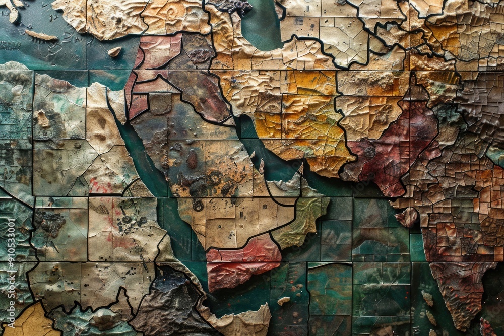 Poster a detailed view of a global map