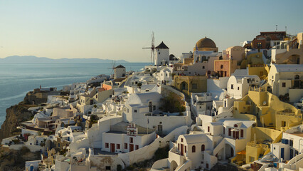 Beautiful Oia during sunset on the island of Santorini, Greece