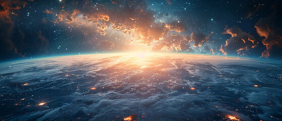 Fototapeta premium Stunning view of Earth from space with clouds and stars