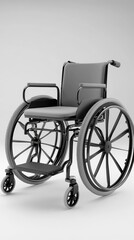 Fototapeta premium A contemporary wheelchair features a sleek design, ensuring comfort and mobility in tight indoor environments