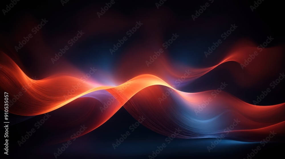 Poster vibrant abstract waves pulsating with dynamic energy on dark backdrop