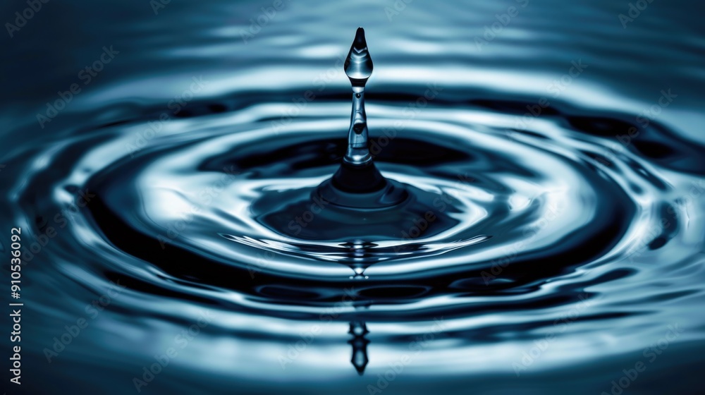 Poster a single drop of water falls into a body of water, creating ripples