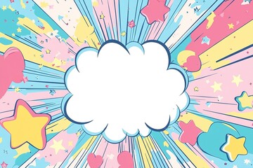 Colorful Comic Book Background with a White Speech Bubble