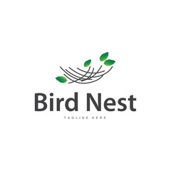 Bird's Nest Logo, Simple Bird House Illustration Templet Design Vector