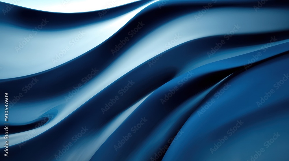 Poster abstract blue waves with a smooth gradient and flowing lines