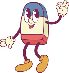 Eraser retro groovy mascot cartoon character