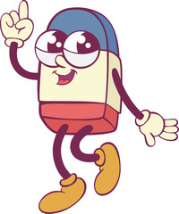 Eraser retro groovy mascot cartoon character