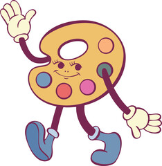 Palette retro groovy mascot cartoon character 