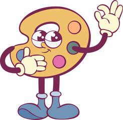 Palette retro groovy mascot cartoon character 