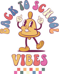School retro groovy mascot with quote