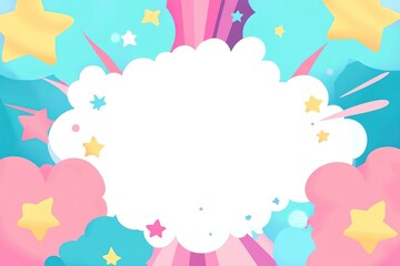 Abstract Cloud with Colorful Stars and Striped Background