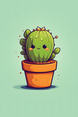 Happy Cactus Plant in a Pot 