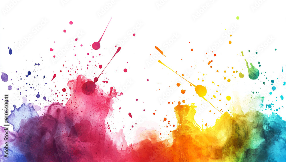 Aufkleber watercolor background with colorful ink splashes and splash on...