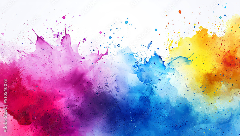 Aufkleber watercolor background with colorful ink splashes and splash on...