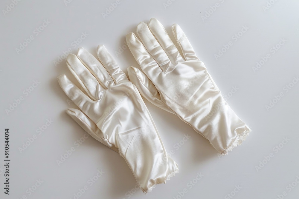 Poster a pair of white gloves placed on a table, suitable for various photography and design projects