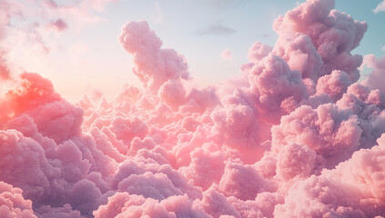 soft pink sky with clouds, dreamy, ethereal, beautiful, hyper...