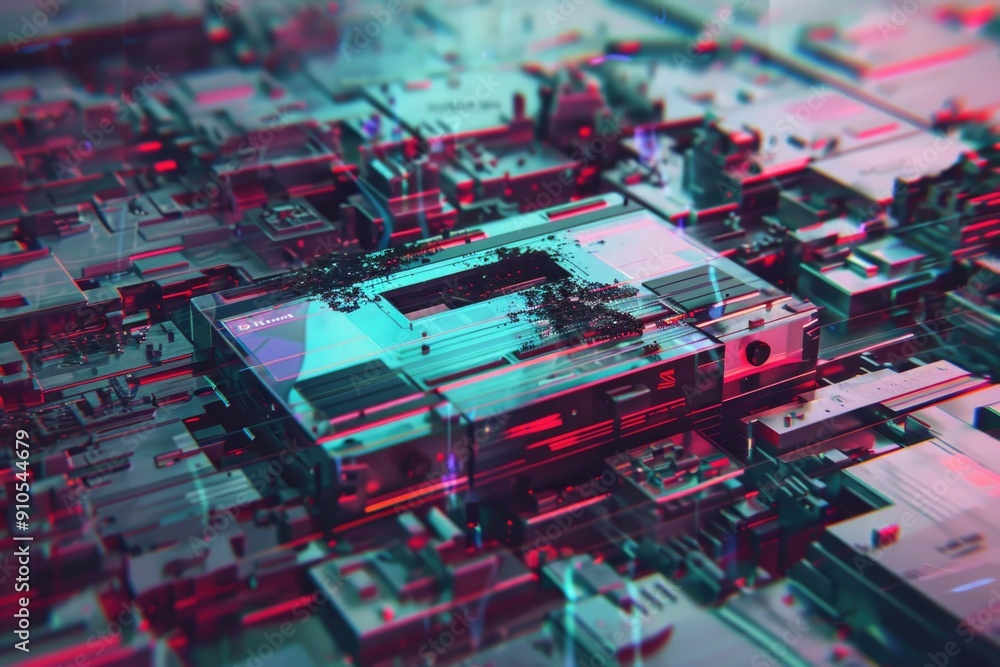 Poster A detailed view of a computer motherboard, perfect for tech-related projects or designs