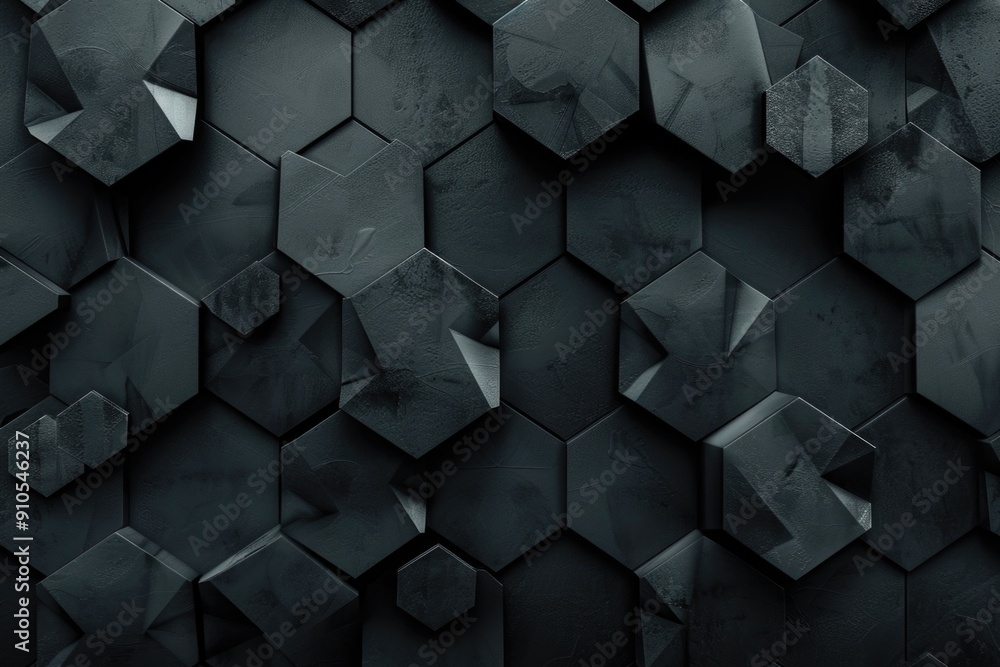 Poster A black wall with a bunch of cubes stacked on it, perfect for use in minimalist design or architecture projects