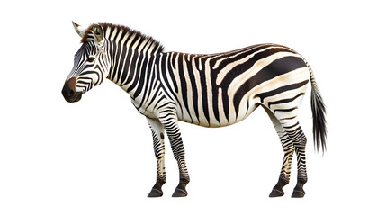 Fototapeta premium Side view pfoto of a zebra isolated on transparent background, african wildlife animal profile, png file