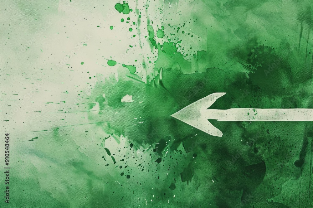 Poster A simple icon of an arrow pointing to the left in green and white colors