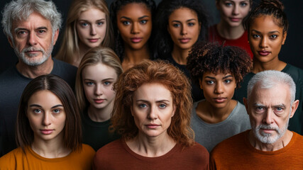 a group of 20 people, mostly caucasian, ages 20 to 65, looking into the camera