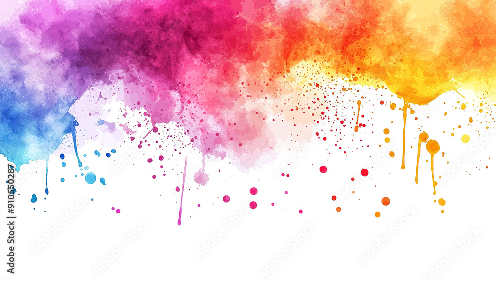 Poster abstract watercolor background with colorful splashes and stains on...