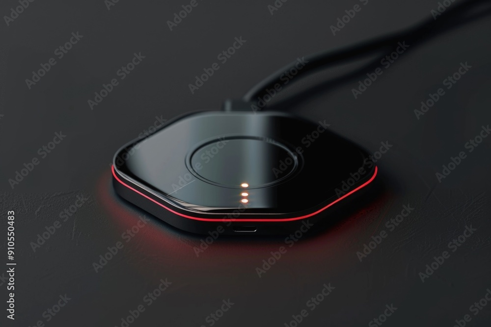 Poster close-up shot of a wireless device on a table, possibly used for presentation or demonstration