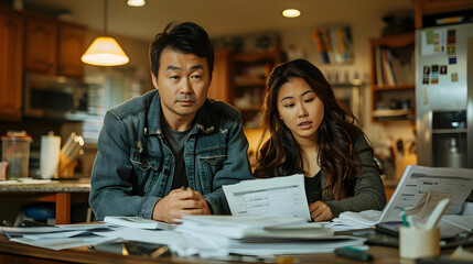 Couple Reviewing Bills and Finances Photo
