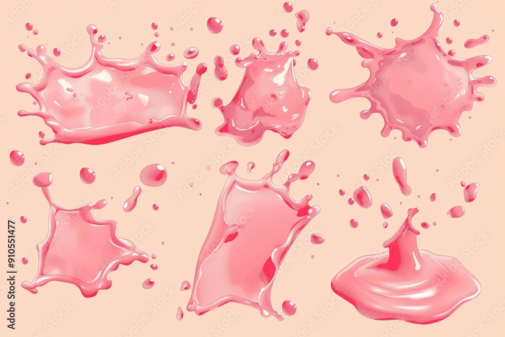 Poster close-up shot of colorful liquids splashing on a bright yellow surface