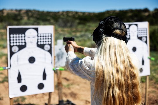 Woman at gun range 