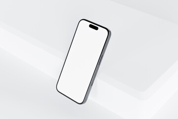 3D Rendering Smartphone with a blank screen on a white background. Smartphone mockup closeup isolated on perforated