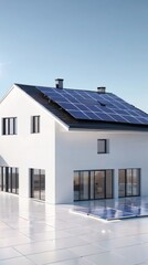 House With Solar Panel on Roof