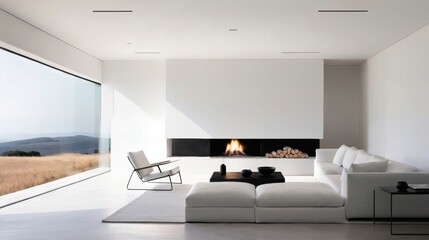 Living Room With Couch and Fireplace
