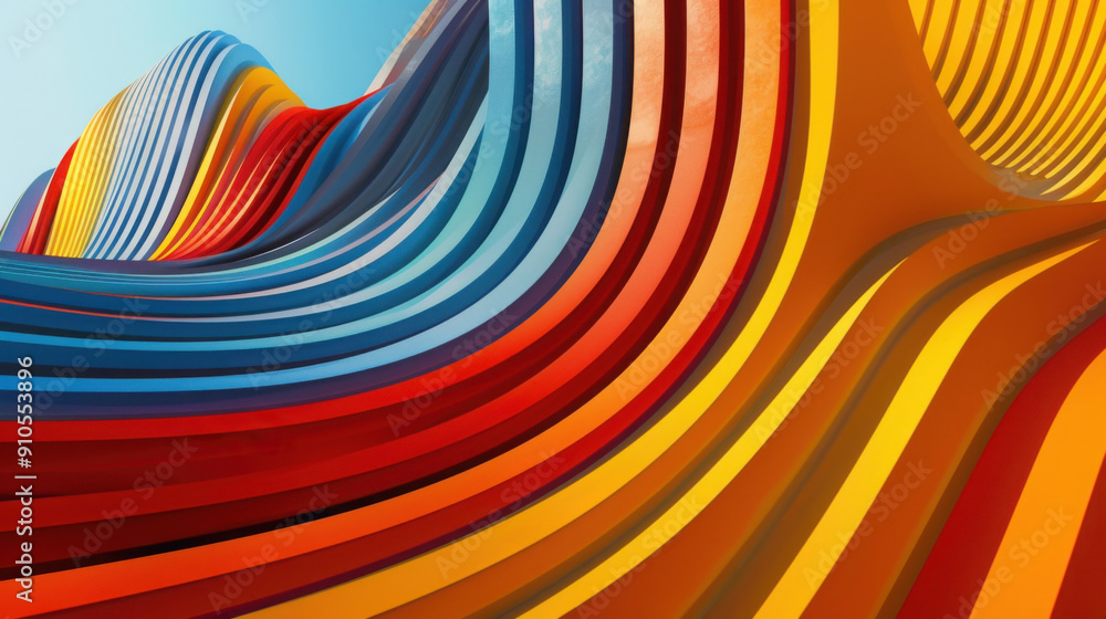 Aufkleber abstract 3d render, geometric background design with colorful lines.