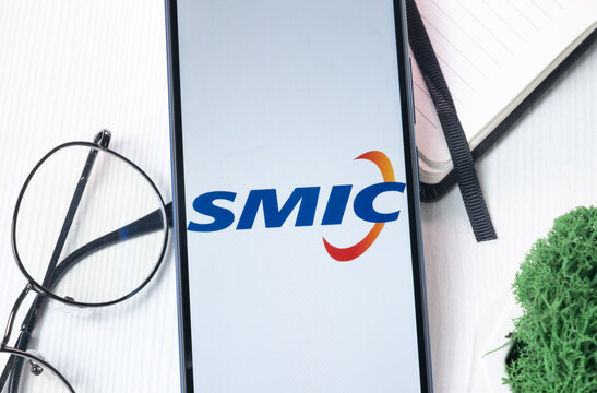 New York, USA - 1 August 2024: Semiconductor Manufacturing International Corporation SMIC Logo on Phone Screen, Company Icon on Display