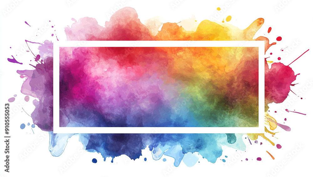Poster abstract colorful watercolor splash background with white...